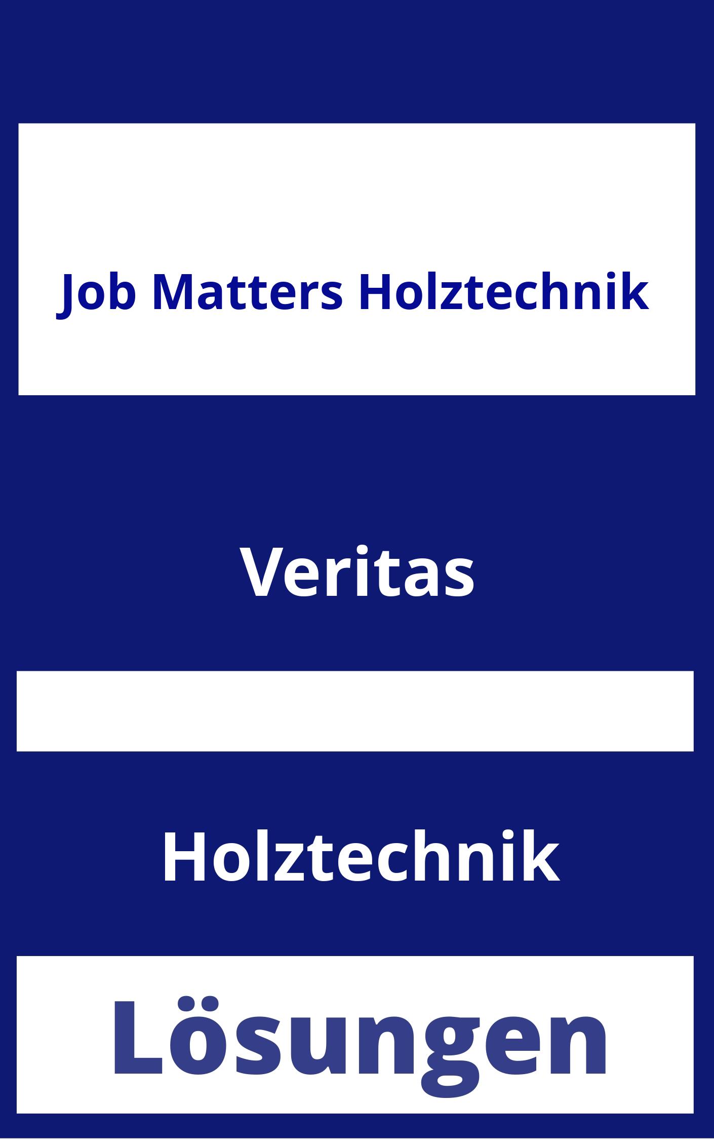 Job Matters Holztechnik Lösungen PDF